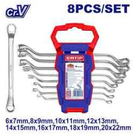 8 Pcs Offset Ring Spanner Set 6–22mm Fine Polished